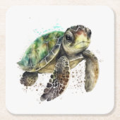 Schildkröte in Aquarellpapier Untersetzer (Vorderseite)