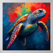 Schildkröte in der Tiefsee Poster (Vorne)