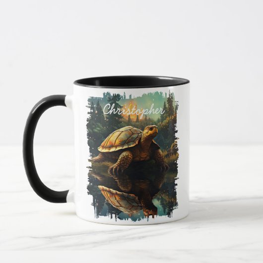 Schildkröte in der Waldreflektion Tasse (Links)