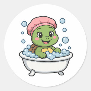 Schildkröte in einer Badewanne Runder Aufkleber