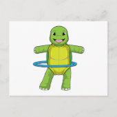 Schildkröte in Fitness mit Fitness-Reifen Postkarte (Vorderseite)