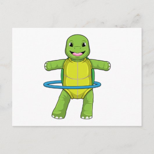 Schildkröte in Fitness mit Fitness-Reifen Postkarte (Vorderseite)