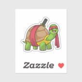Schildkröte in Kampfkunst mit Schwert Aufkleber (Blatt)