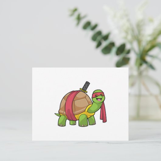 Schildkröte in Kampfkunst mit Schwert Postkarte (Stehend Vorderseite)