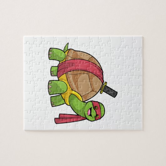 Schildkröte in Kampfkunst mit Schwert Puzzle (Horizontal)
