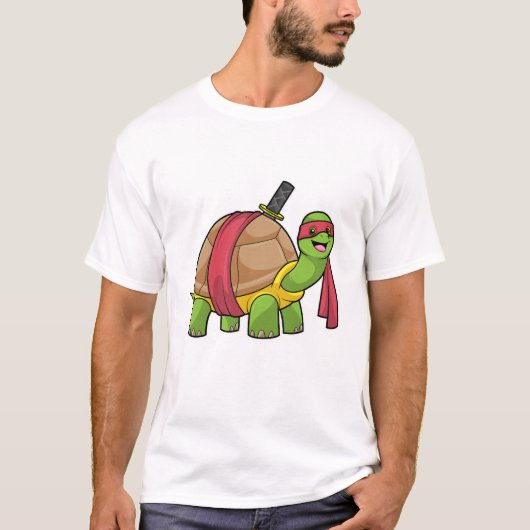 Schildkröte in Kampfkunst mit Schwert T-Shirt (Vorderseite)