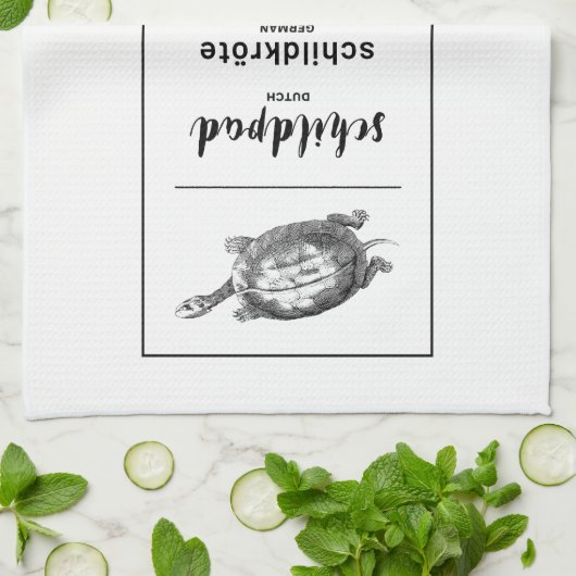 Schildkröte in verschiedenen Sprachen Geschirrtuch (Gefaltet)