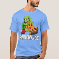Schildkröte isst Pizza, die ich auf der Ninja-Diät