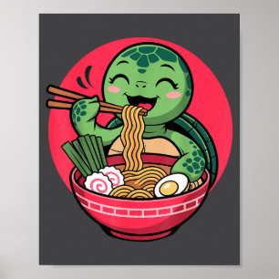 Schildkröte isst Ramen Kawaii Schildkröte Japanisc Poster