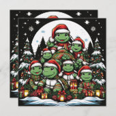 Schildkröte ist glücklich mit Weihnachtsgeschenken Feiertagskarte (Vorne/Hinten)