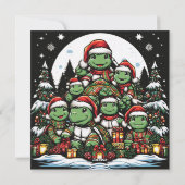 Schildkröte ist glücklich mit Weihnachtsgeschenken Feiertagskarte (Rückseite)