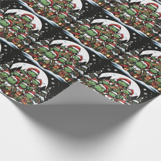 Schildkröte ist glücklich mit Weihnachtsgeschenken Geschenkpapier (Ecke)