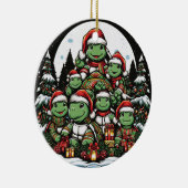 Schildkröte ist glücklich mit Weihnachtsgeschenken Keramik Ornament (Rechts)