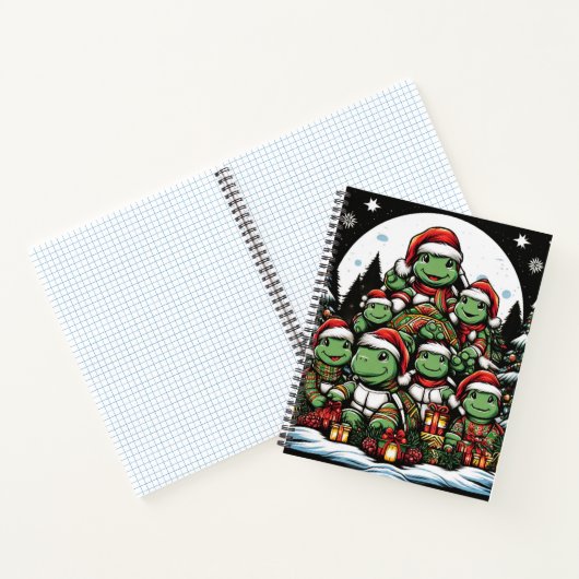 Schildkröte ist glücklich mit Weihnachtsgeschenken Notizblock (Innenseite)