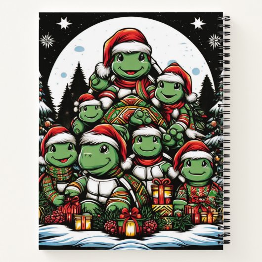 Schildkröte ist glücklich mit Weihnachtsgeschenken Notizblock (Rückseite)