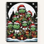 Schildkröte ist glücklich mit Weihnachtsgeschenken Notizblock (Vorderseite)