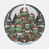 Schildkröte ist glücklich mit Weihnachtsgeschenken Ornament Aus Glas (Vorderseite)