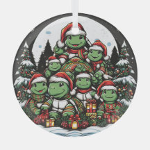 Schildkröte ist glücklich mit Weihnachtsgeschenken