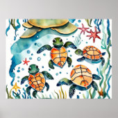 Schildkröte, kleiner niedlicher Seetang Poster (Vorne)