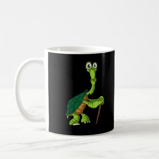 Schildkröte Landschildkröte Rentner Lustig Stehend Kaffeetasse (Links)