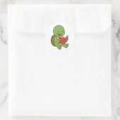 Schildkröte liest Buch Runder Aufkleber (Tasche)