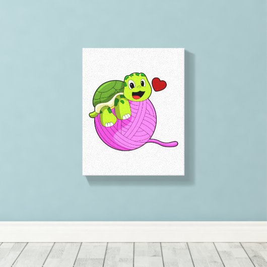 Schildkröte mit Ball of Wool Leinwanddruck (Insitu (Holzboden))