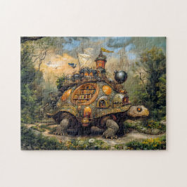 Schildkröte mit Bibliothek und Dachterrasse auf de Puzzle