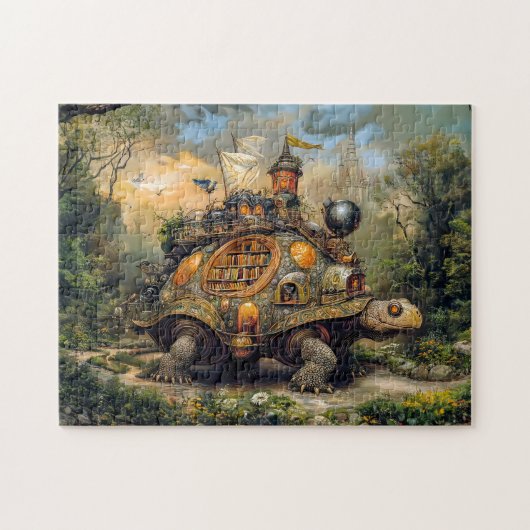 Schildkröte mit Bibliothek und Dachterrasse auf de Puzzle (Horizontal)