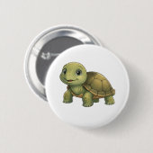 Schildkröte mit Blatt-Hut-Anstecknadel | Tier-Abze Button (Vorne & Hinten)