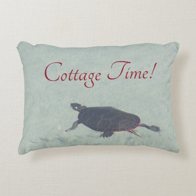 Schildkröte mit blauem Wasser Dekokissen (Vorderseite)