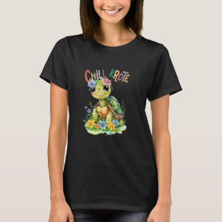 Schildkröte mit Blume niedliche Schildkröten abges T-Shirt