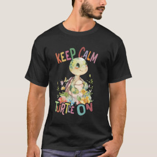 Schildkröte mit Blume niedliche Schildkröten abges T-Shirt