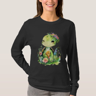 Schildkröte mit Blume niedliche Schildkröten abges T-Shirt