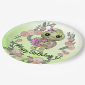 Schildkröte mit Blume Pappteller (Schrägansicht)