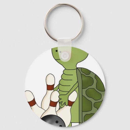 Schildkröte mit Bowling-Buttonen und Ball Schlüsselanhänger (Vorderseite)