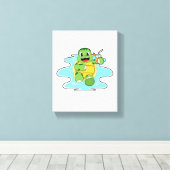 Schildkröte mit Drink in Wasser Leinwanddruck (Insitu (Holzboden))