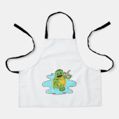 Schildkröte mit Drink in Wasser Schürze (Vorderseite)