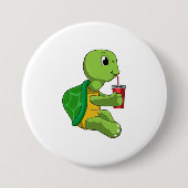 Schildkröte mit Drink Tasse mit Stroh Button (Vorderseite)