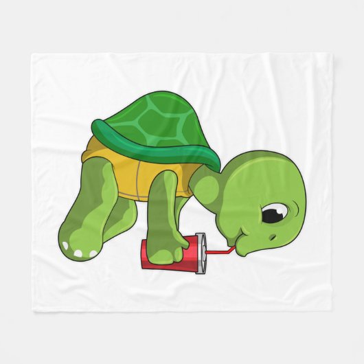 Schildkröte mit Drink Tasse mit Stroh Fleecedecke (Vorderseite (Horizontal))