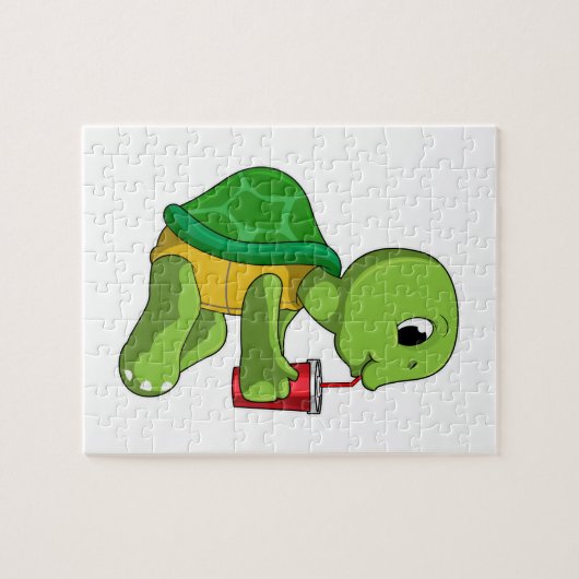 Schildkröte mit Drink Tasse mit Stroh Puzzle (Horizontal)