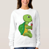 Schildkröte mit Drink Tasse mit Stroh Sweatshirt (Vorderseite)