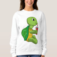 Schildkröte mit Drink Tasse mit Stroh