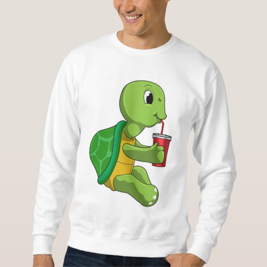 Schildkröte mit Drink Tasse mit Stroh Sweatshirt (Vorderseite)