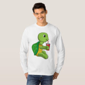 Schildkröte mit Drink Tasse mit Stroh T-Shirt (Vorne ganz)