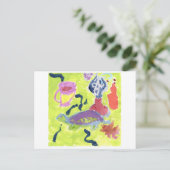 Schildkröte mit einer Tasse Tee auf der Postkarte (Stehend Vorderseite)