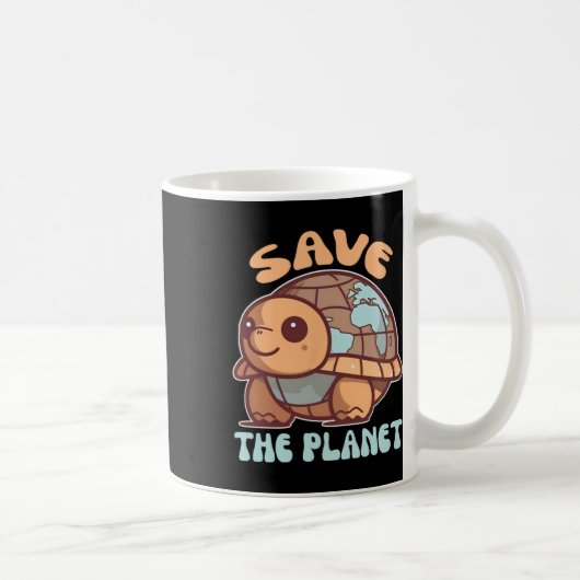 Schildkröte mit Erdumweltschutz Gerettet Kaffeetasse (Rechts)