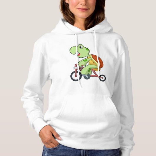 Schildkröte mit Fahrrad Hoodie (Vorderseite)