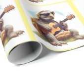 Schildkröte mit Gitarre am Strand Geschenkpapier (Rolleneckpunkt)