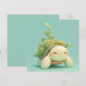 Schildkröte mit grünem Sukkulentengarten Postkarte (Vorne/Hinten)