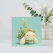 Schildkröte mit grünem Sukkulentengarten Postkarte (Stehend Vorderseite)